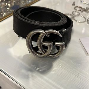 Size90/36 GG thin belt with silver buckle